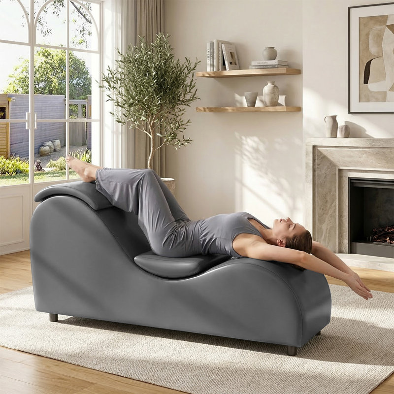 Upholstered Chaise Lounge, Grey
