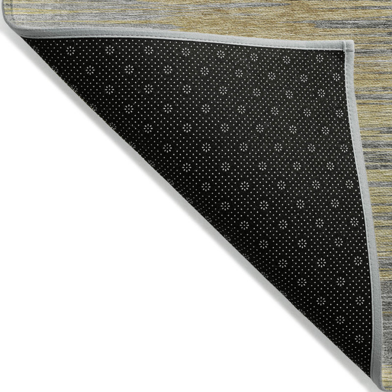 Tapis extérieur lavable abstrait gris doré et gris anthracite 8 pi x 10 pi