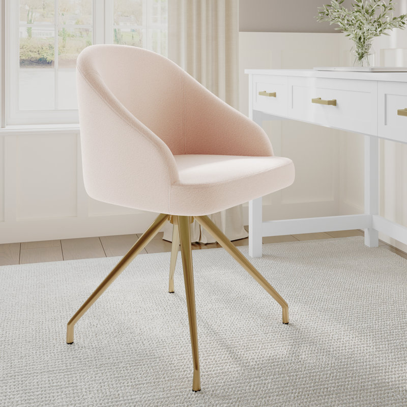 Chaise de bureau Martha Stewart Sora, Laiton poli, Rose