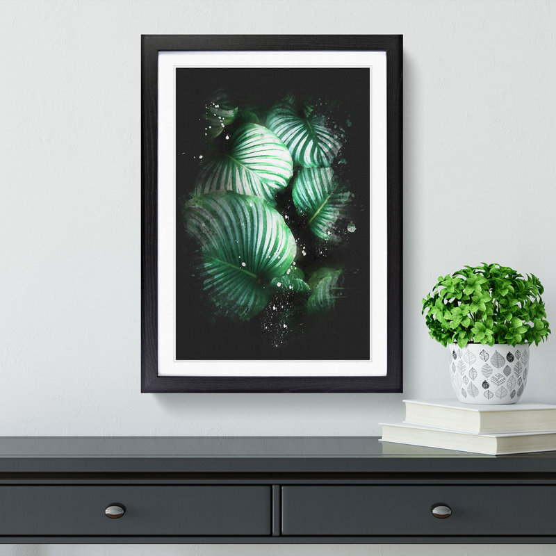Gathered Green Plant Leaves - Framed Print, 33cm H x 24cm W x 2cm D, Black Framed
