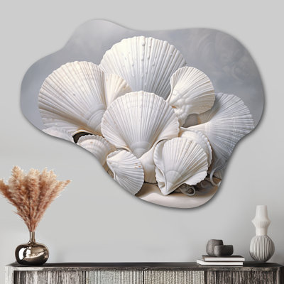Coquillage blanc monochromatique - coquille de nuage, décoration murale sculpture en métal asymétrique