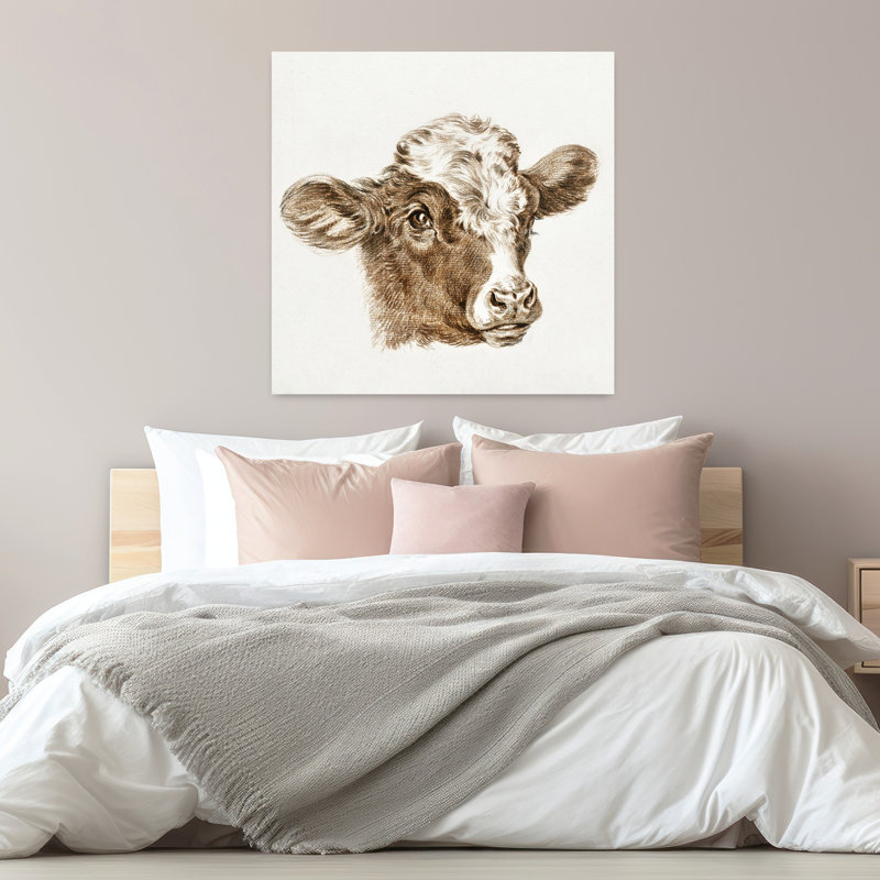 Tête de vache, art mural rétro rétro classique, H 32 po x l 32 po