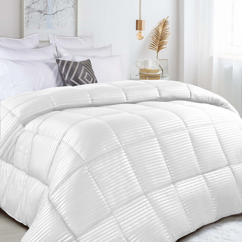 Édredon réversible en duvet synthétique 100% microfibre brossée, Édredon double / grand, Blanc