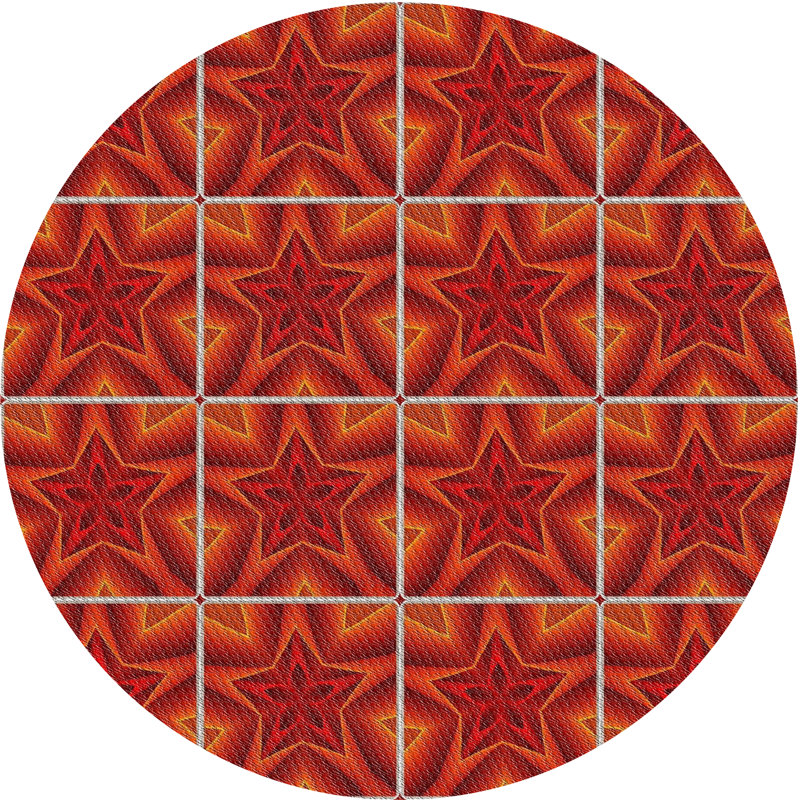Tapis rouge/brun tissé à la machine, Rond 8 pi