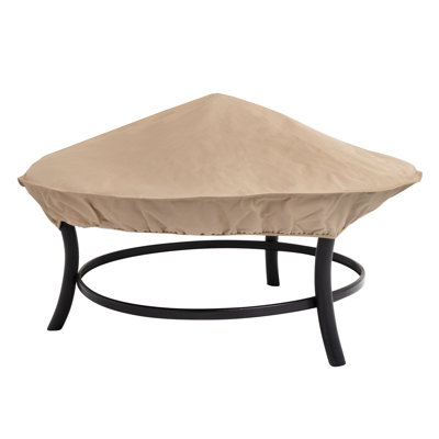 Modern Leisure Basics Round Patio Fire Pit Cover, 35" Diameter x 4"H, Khaki by Rebrilliant