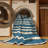 Washable Sea Blue Cream Striped Area Rug-702685534