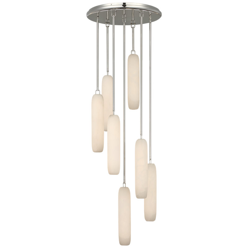 Kelly Wearstler Formosa 7-Light Pendant in Bronze with Alabaster, Polished Nickel