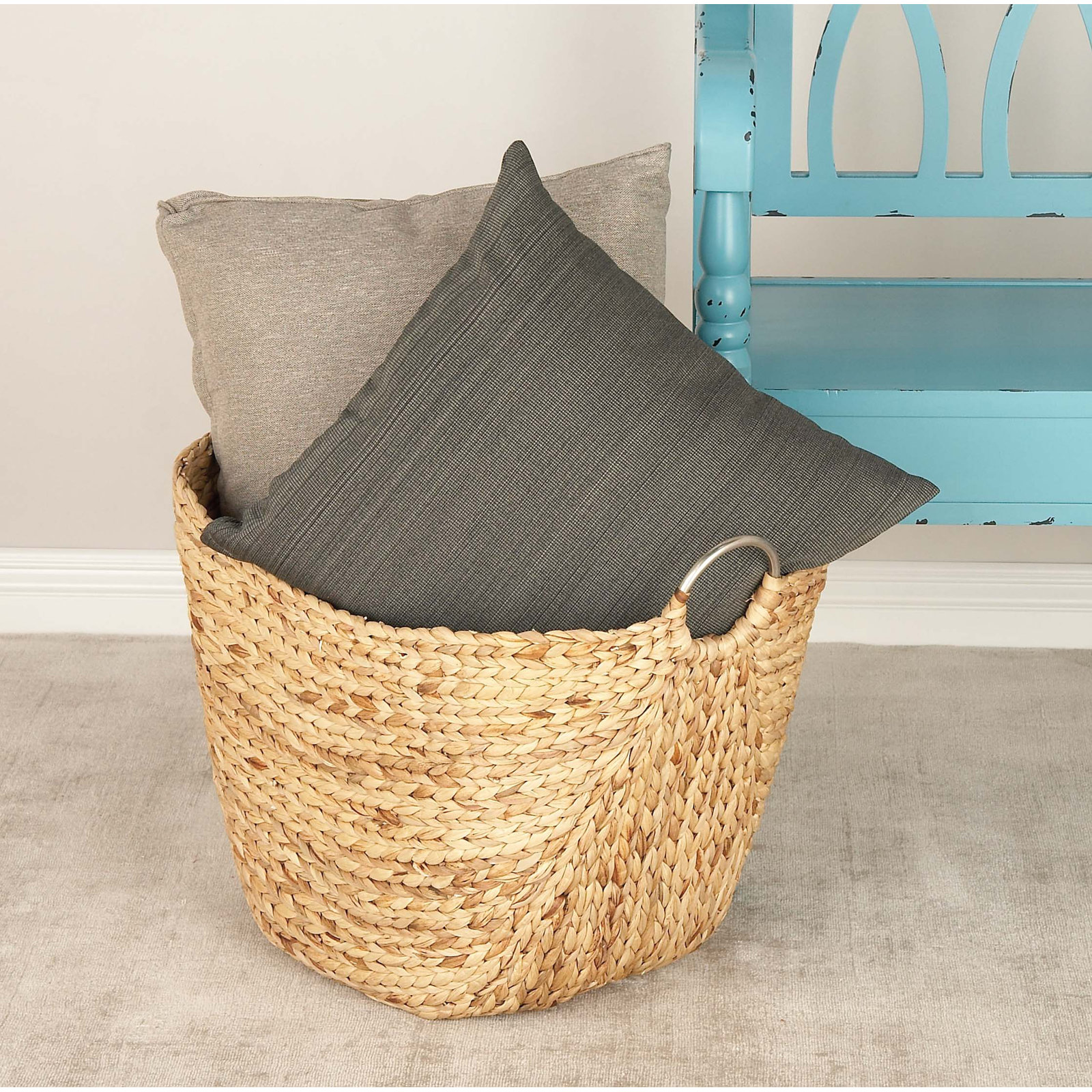 Milnor Handmade Seagrass Storage Bin, 100.92, Brown/Silver