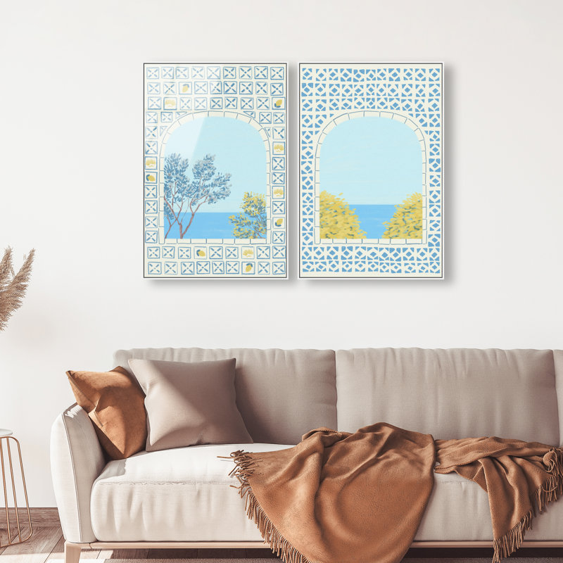 Mediterranean window set High-Gloss Frameless Acrylic Glass Wall Art Nautical & Beach Print by Oliver Gal, Ready to Hang, 10 x 15