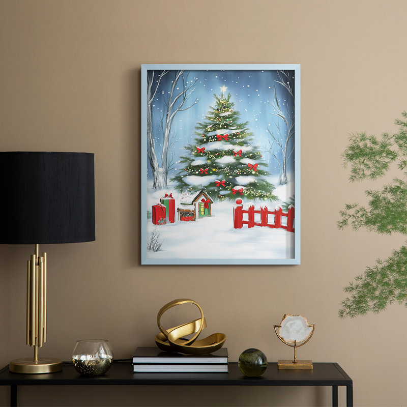 Reproduction encadrée - bois massif, Bleu, H 11 po x l 9 po