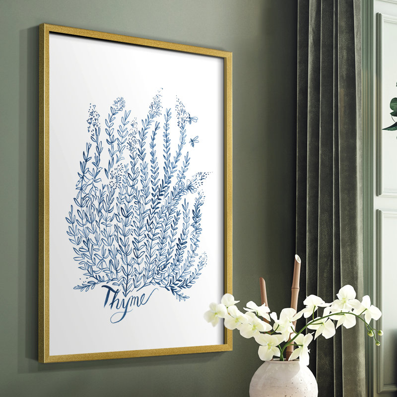 «Summer Herb Garden Sketches IV», reproduction encadrée - bois massif, H 20 po x l 16 po