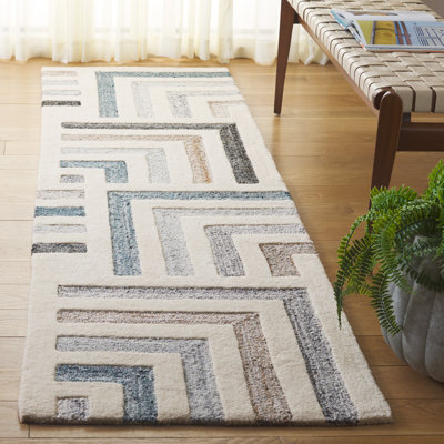 Alekto Hand Tufted Wool/Cotton Abstract Rug in Grey/Ivory