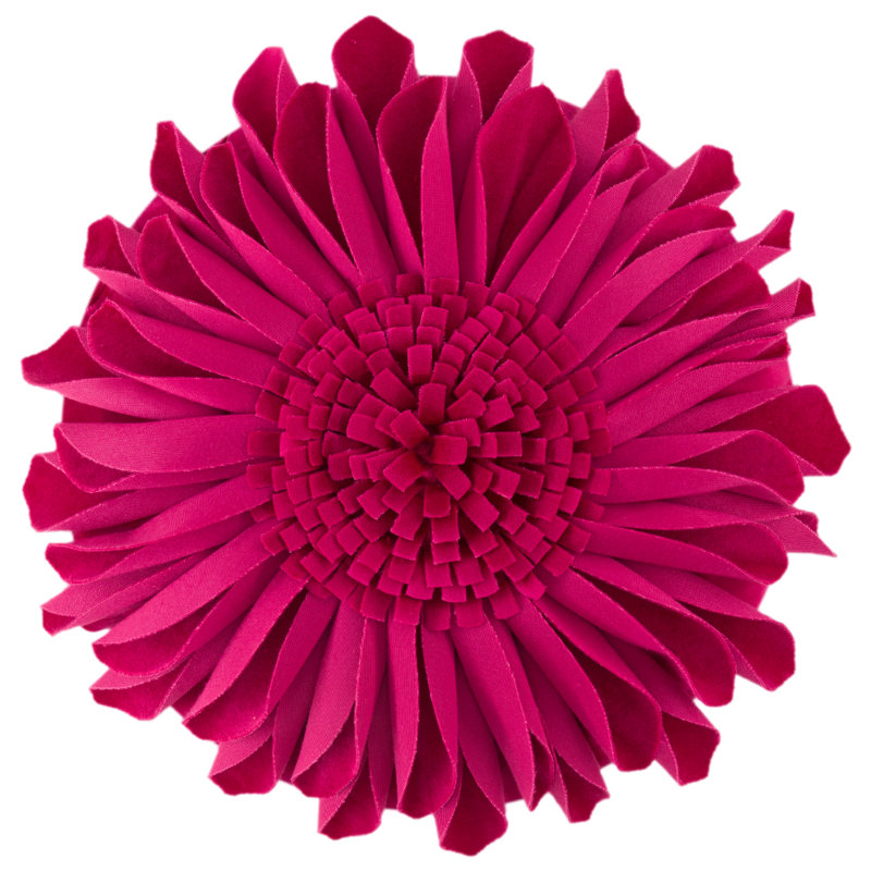 Housse et insert décoratif décoratif 3D Floral, H 14 po x l 14 po, Rose rouge - velours