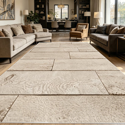 Tapis de table en bois rustique léger de 1 pièce pour salon, doux et confortable, convenant à toutes les saisons, facile à entretenir, lavable à la machine, tapis de ferme sous la table convenant à la cuisine, salle à manger, chambre à coucher, entrée, patio,