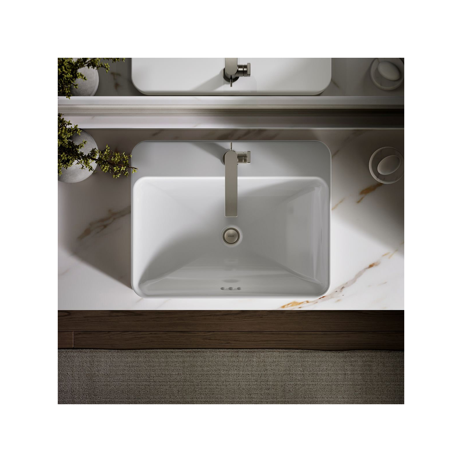 Vox Vitreous China Rectangular Vessel Bathroom Sink with Overflow, White, 1