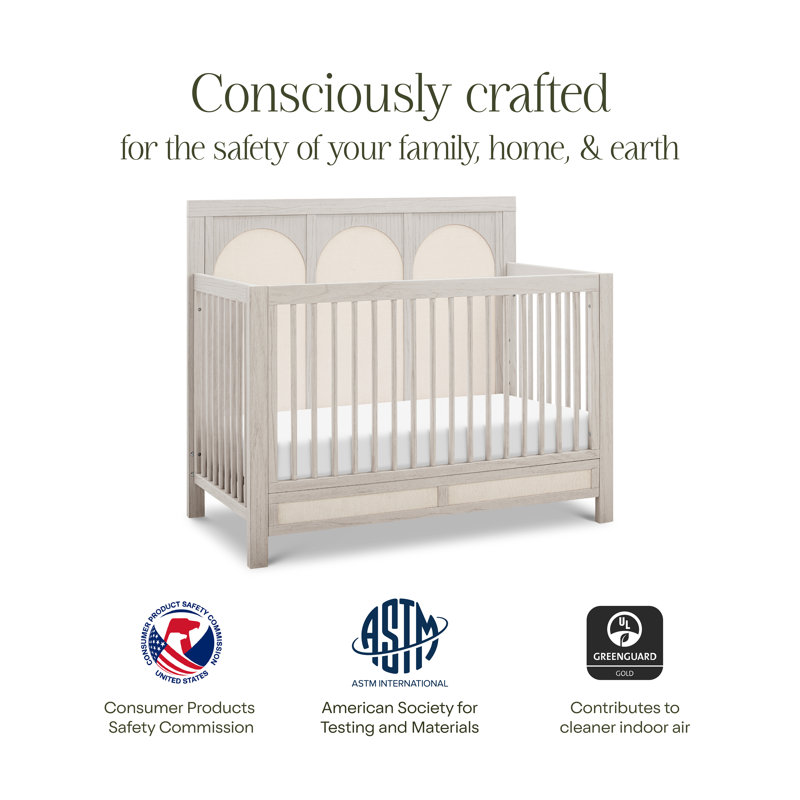 Eloise 4-in-1 Convertible Crib, White Driftwood/Performance Pearl Eco-Weave