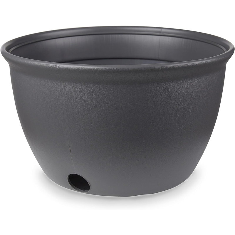 Gray Plastic Garden Hose Storage Pot, 100 ft Capacity