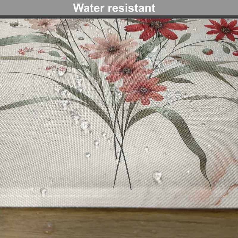 Blush Ivory Sage Green Floral Polyester Rectangle Placemats Set of 4