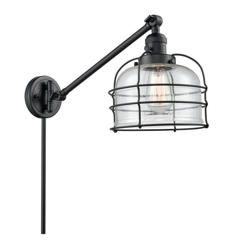 Bras pivotant 1 lumière noir mat Bader, Grainé