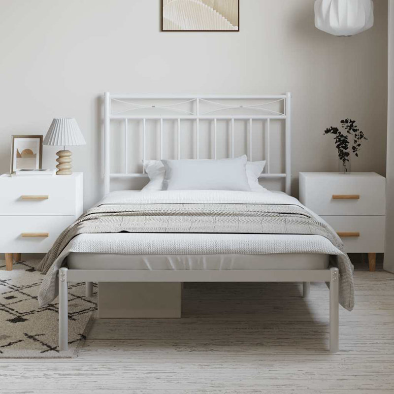 Buhs vidaXL Metal Bed Frame, Under Bed Storage, Noise Free, No Mattress, Twin XL, White