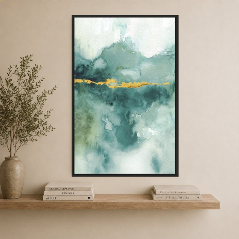«My Greenhouse Abstract I Crop Blue» par Lisa Audit - impression sur toile, 64" H x 44" W, Black