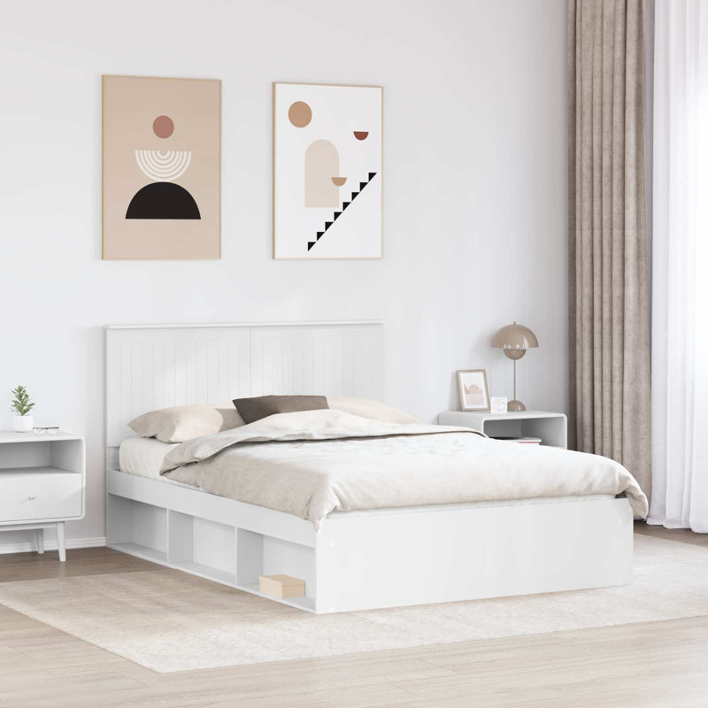 Solid Wood Bed, Double (4'6), White