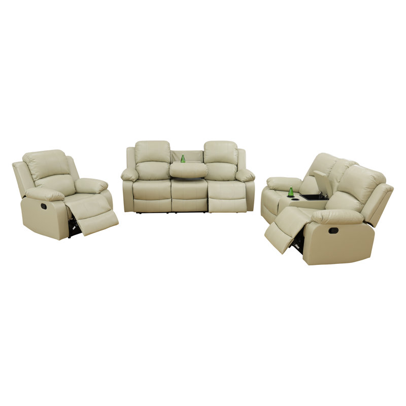 Ensemble de canapé de salon 3 pièces Elara Beige Vegan, Beige