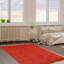 Tapis unique en laine noué à la main rouge nouvel âge Rheanon 5 pi 3 po x 7 pi 9 po