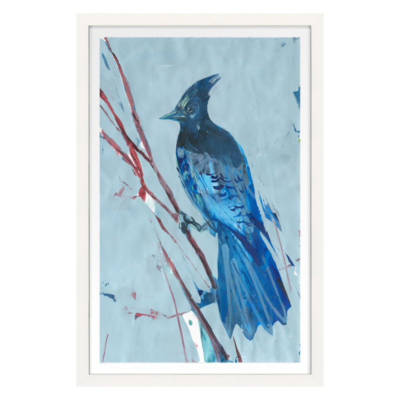 Blue Jay 3 Print by PC Ngo, White Framed, 30" H x 20" W