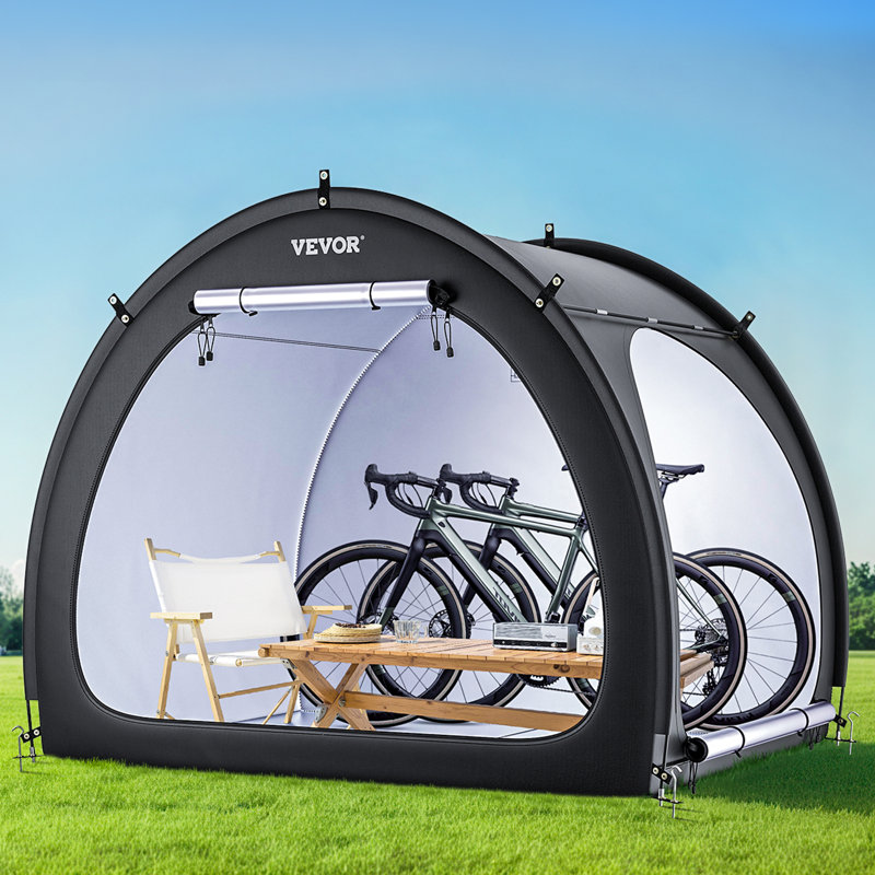 Tente de rangement pour vélo d'extérieur en forme de ventilateur à double porte pour 4 à 5 vélos