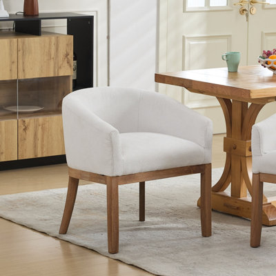 Chaises de salle à manger demi-tonneau rembourrées de style Mid-Century avec accoudoirs