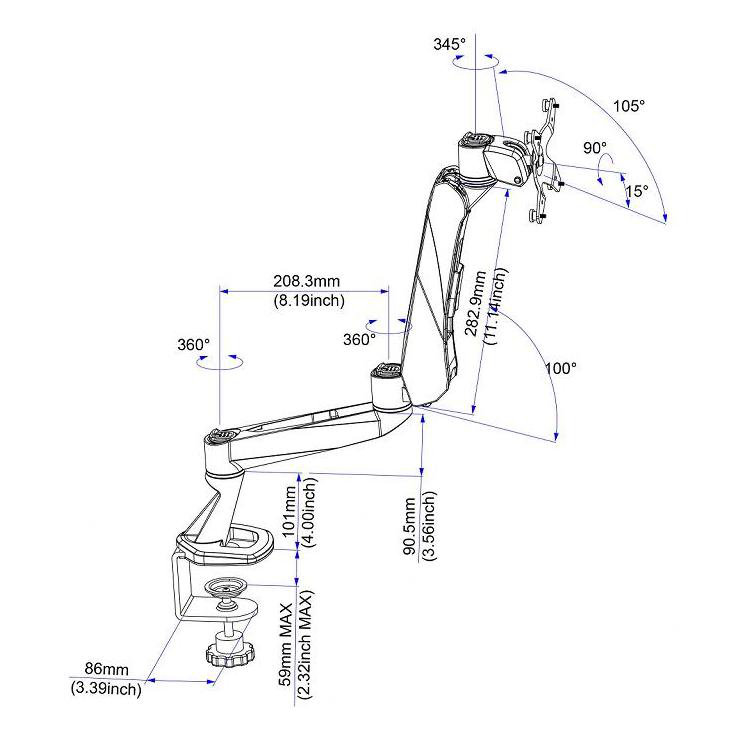 Cotytech Single Screen Pole Mount, Clamp