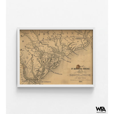 St Helena Sound et la côte entre Charleston et Savannah, 1861, décor d'auberge antique, art mural d'entrée ancienne, idée de rénovation de bureau