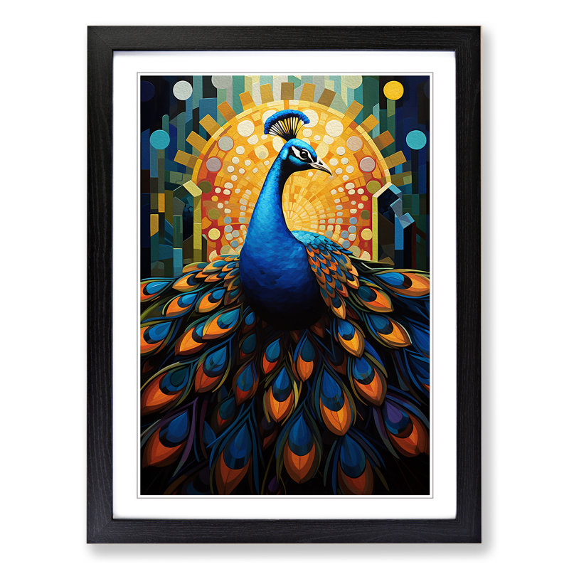 Peacock Constructivism No.4 1 Piece Single Picture Frame Wall Art, 64cm H x 46cm W x 2" D, Black Framed