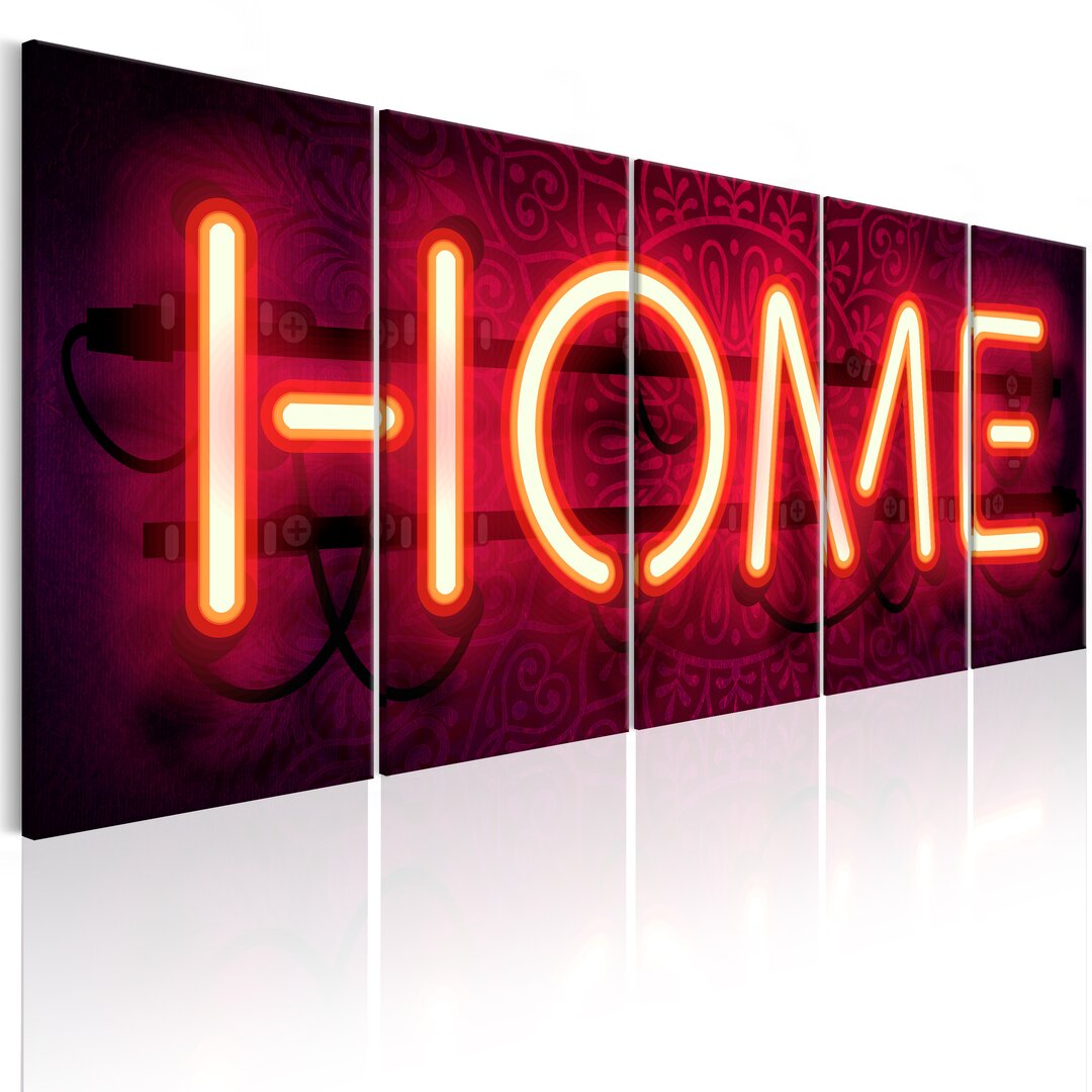 5-tlg. Leinwandbilder-Set Home Neon