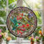 Panneau de vitrail à motif floral Colibri ， H 12 po-817482843
