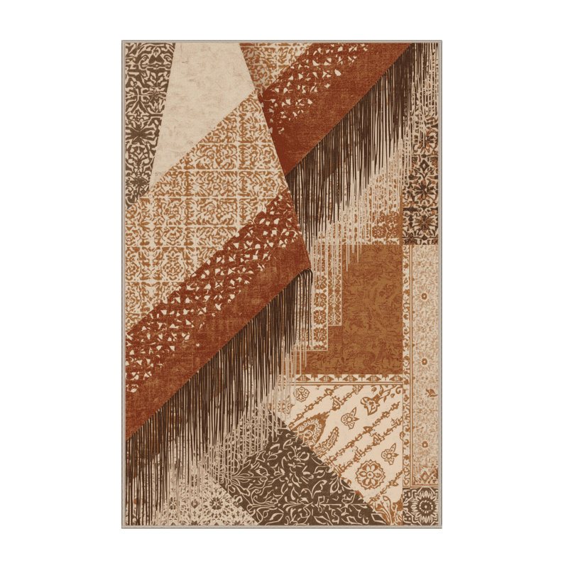 Tapis beige lavable à la machine Kymani, 7 x 9