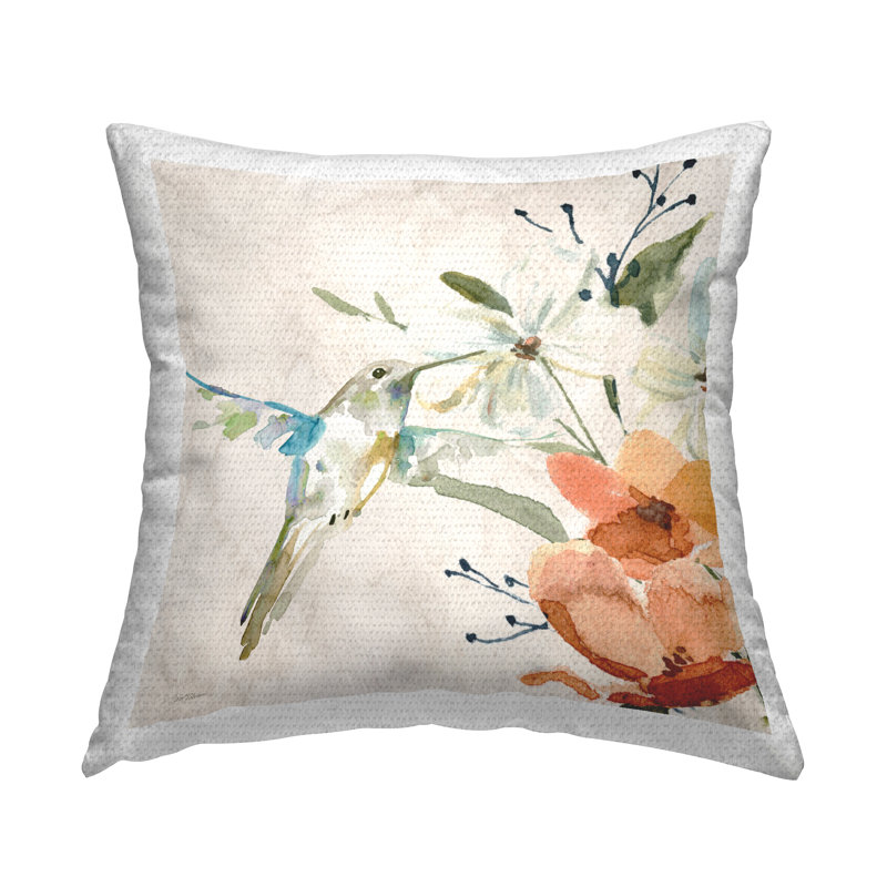 Coussin d'extérieur «Fluttering Bird & Flowers» par Carol Robinson
