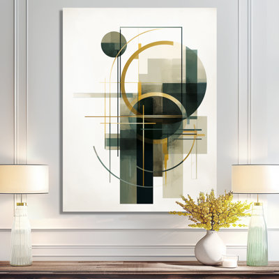 Emerald Gold Retro Geometrics - Minimalism Wall Art Living Room