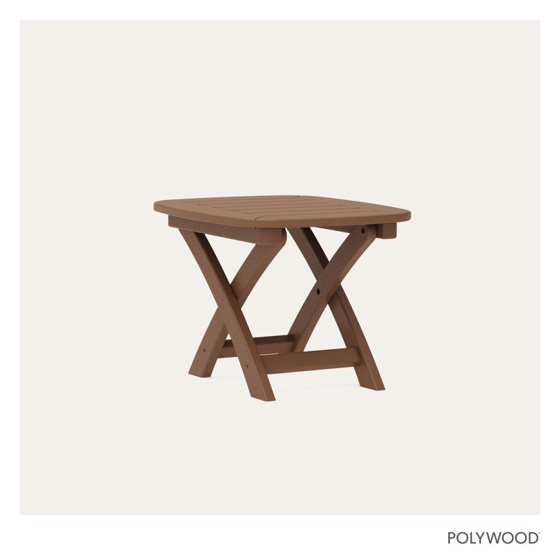 POLYWOOD Nautical 21" x 18" Side Table, Teak