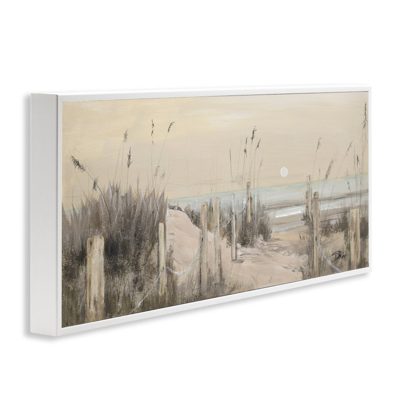 Art de la giclée encadrée White Moon Over Ocean par Patricia Pinto, Estampe numérique encadrée blanc bord de mer