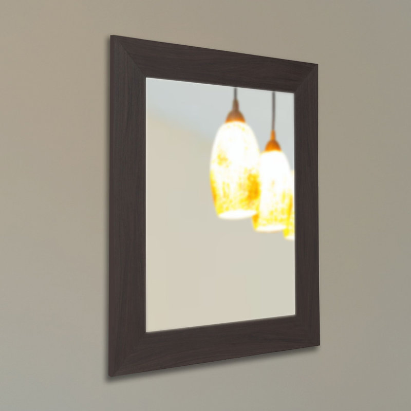 Engineered Wood Flat Wall Mirror, 25.5" H x 21.5" W, Dark Brown Walnut