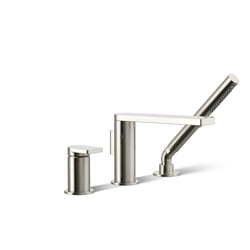 Composed Deck-Mount Bath Faucet With Handshower, Polished Nickel