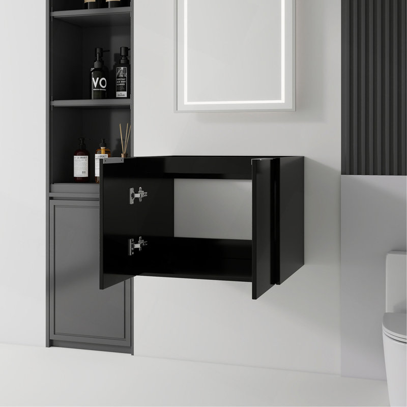 Meuble-lavabo suspendu de 61 cm (24 po), en contreplaqué, portes doubles à fermeture amortie, grand espace de rangement intérieur, fixation murale, meuble seulement, lavabo non inclus