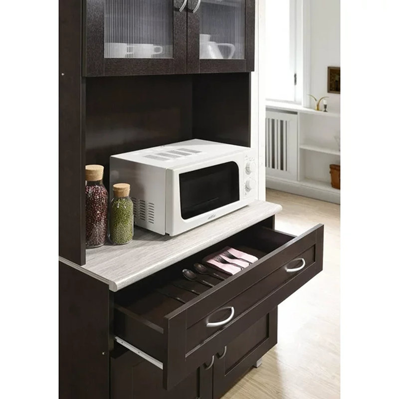 Sideboard with Bar Hutch, Chocolate/Gray