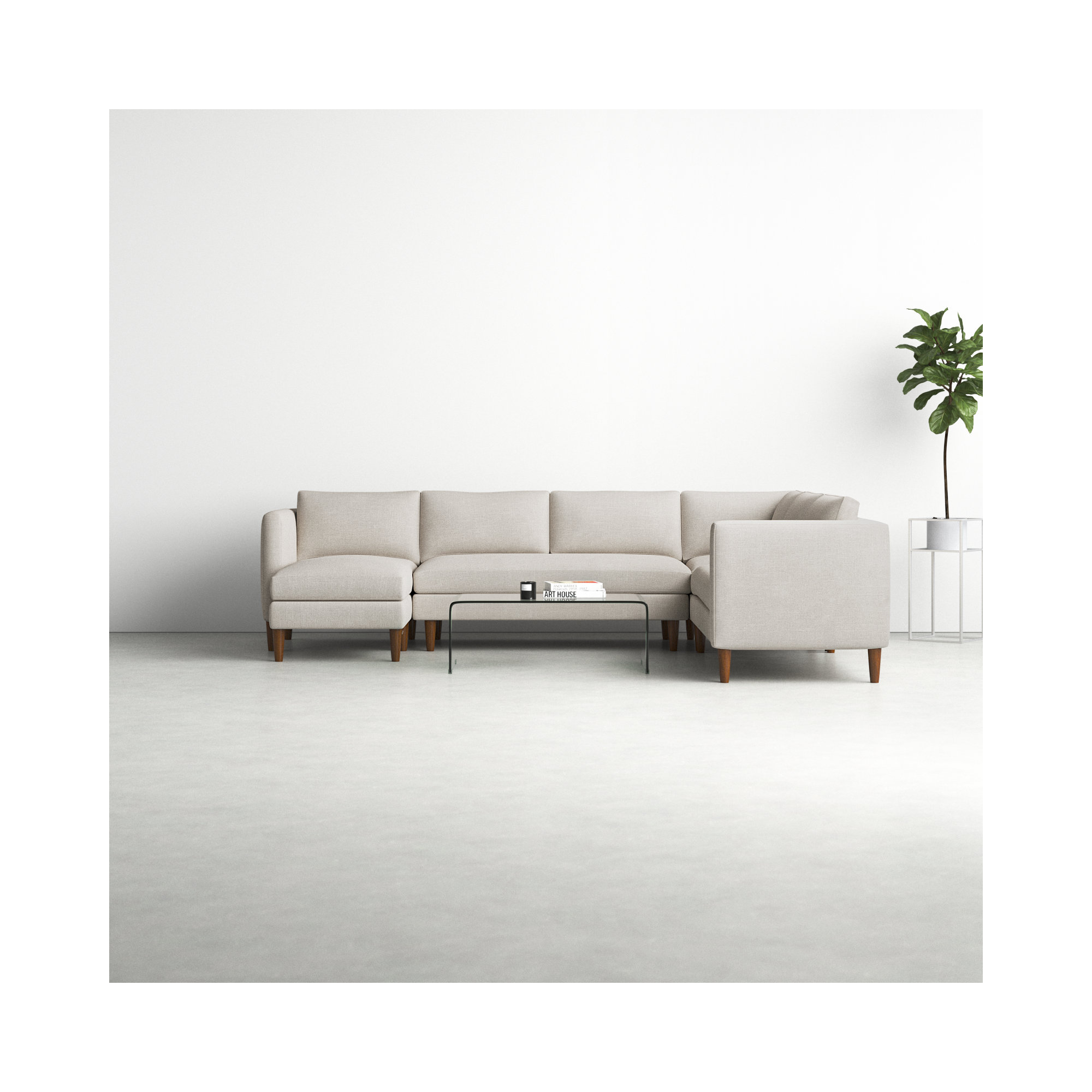 Clifford 4-Piece Upholstered Custom Sectional, Left Hand Facing, Turbo Ash Basketweave