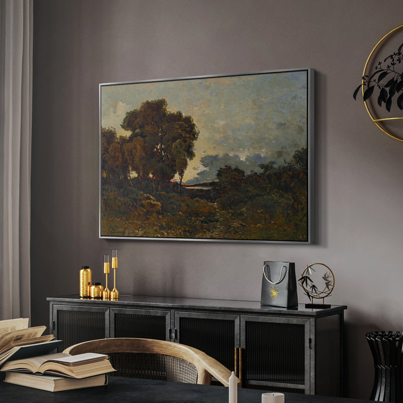 Coucher de soleil sur l'Allier (Soleil couchant sur l'Allier), 1904 - Henri Harpignies, toile tendue avec châssis, 26 x 40