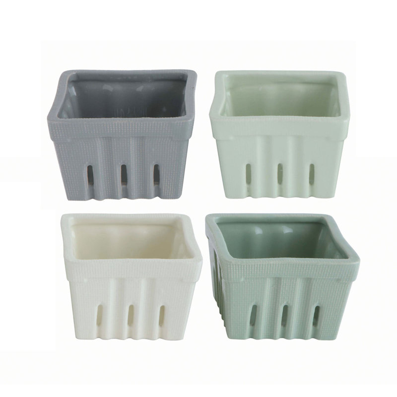 Ensemble de 4 contenants alimentaires, Blanc / gris / vert / vert pâle