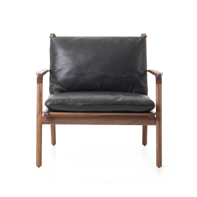 Ren Armchair, Omega Black Leather/Natural Walnut