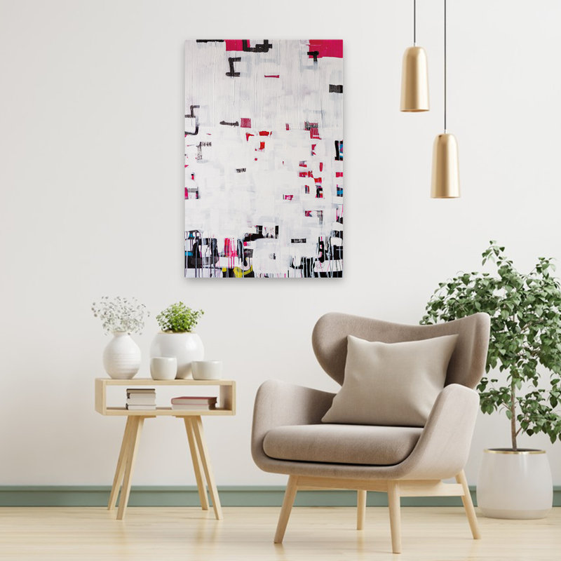 Bits and Bytes - Art abstrait noir et bleu, H 36 po x l 24 po